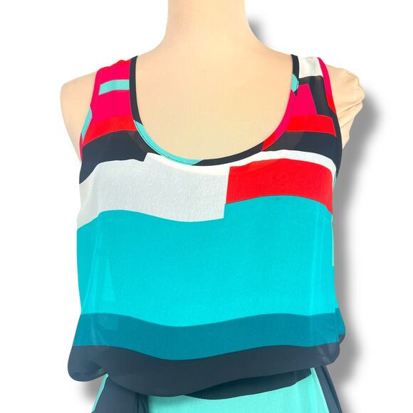 GUESS Colorful Geometric Maxi Dress and Belt M NightOut Retro Event SummerParty - Picture 2 of 9